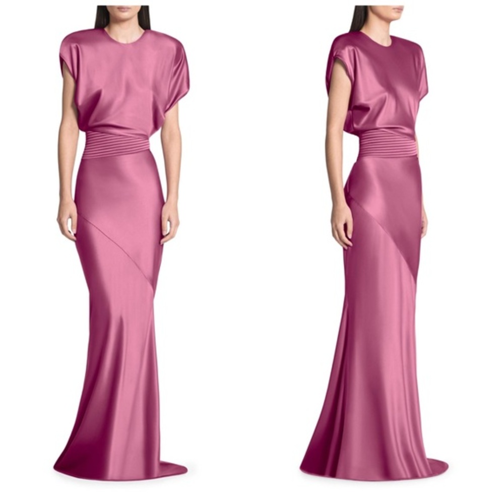 Zhivago Keyhole Back Blouson Bodice Signature Bond Gown Dusty Pink Size 12